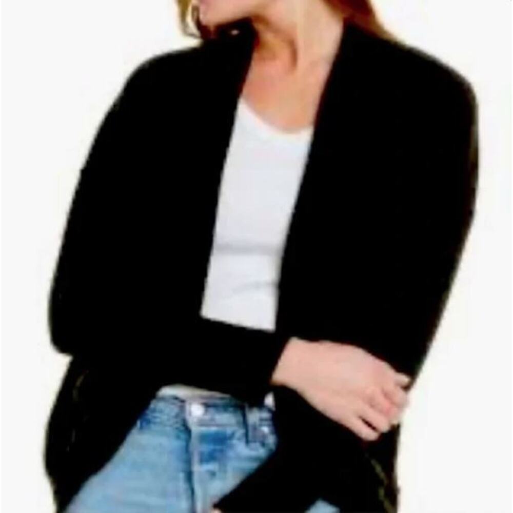Socialite Women Cocoon Brushed Waffle Knit Long Sleeve Cardigan Black Medium $62